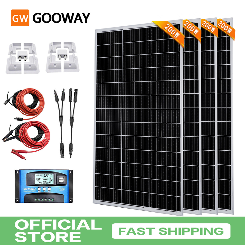 200w 400w 800w 太陽電池パネルキット 12v 固定ブレーキット付き RV キャラバン キャンピングカー