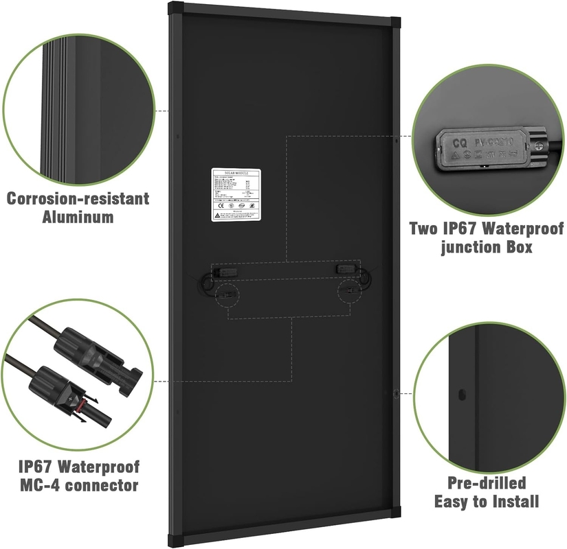 200W 太陽光パネル モノオフグリッド 電力  RV キャンピングカー ボート キャラバン モーターホーム UK