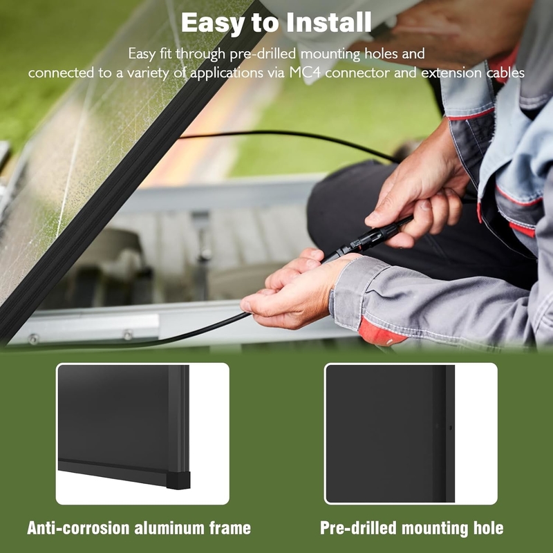200W 太陽光パネル モノオフグリッド 電力  RV キャンピングカー ボート キャラバン モーターホーム UK