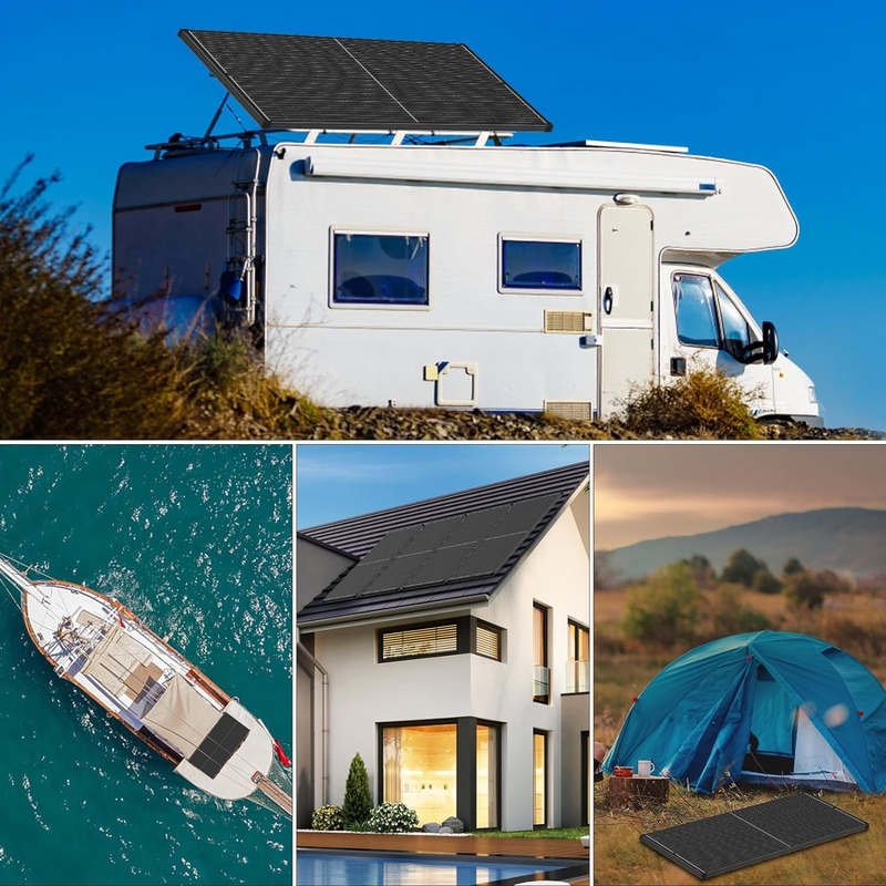 200W 太陽光パネル モノオフグリッド 電力  RV キャンピングカー ボート キャラバン モーターホーム UK
